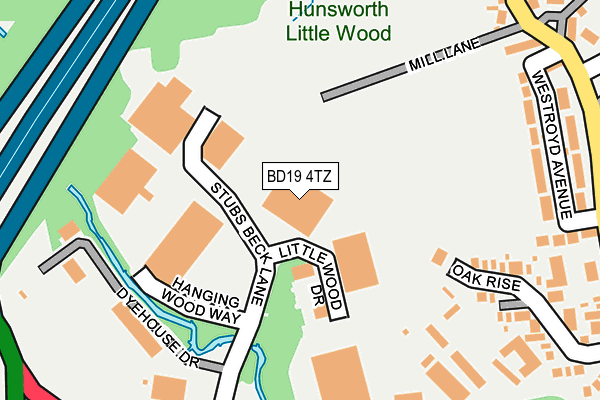 BD19 4TZ map - OS OpenMap – Local (Ordnance Survey)