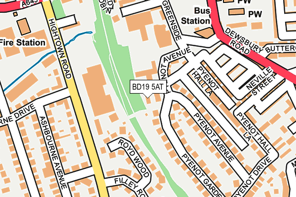 BD19 5AT map - OS OpenMap – Local (Ordnance Survey)