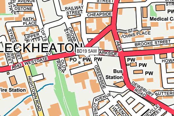 BD19 5AW map - OS OpenMap – Local (Ordnance Survey)