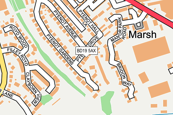 BD19 5AX map - OS OpenMap – Local (Ordnance Survey)