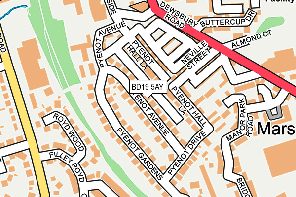 BD19 5AY map - OS OpenMap – Local (Ordnance Survey)