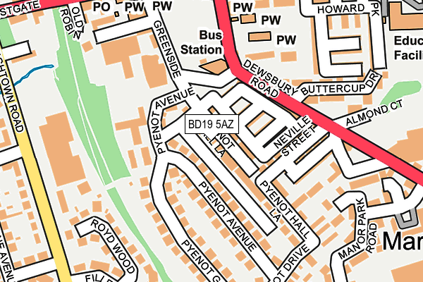 BD19 5AZ map - OS OpenMap – Local (Ordnance Survey)