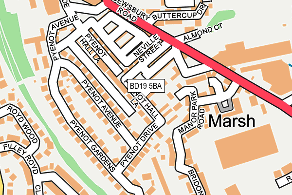 BD19 5BA map - OS OpenMap – Local (Ordnance Survey)