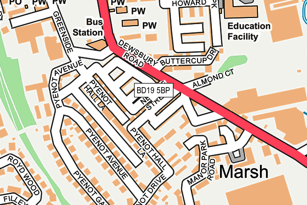 BD19 5BP map - OS OpenMap – Local (Ordnance Survey)