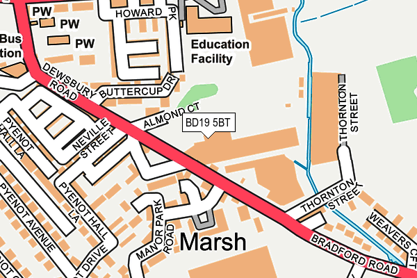 BD19 5BT map - OS OpenMap – Local (Ordnance Survey)