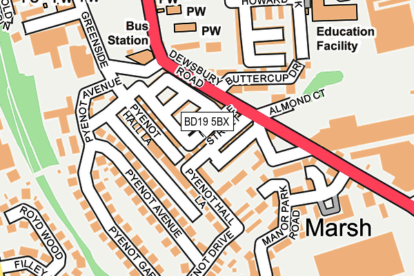 BD19 5BX map - OS OpenMap – Local (Ordnance Survey)