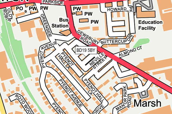 BD19 5BY map - OS OpenMap – Local (Ordnance Survey)