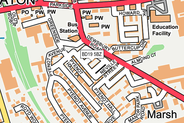 BD19 5BZ map - OS OpenMap – Local (Ordnance Survey)