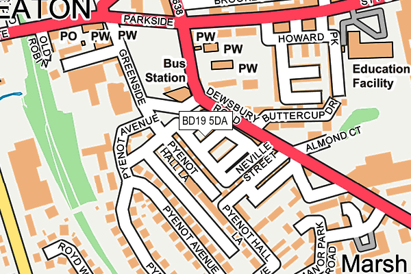 BD19 5DA map - OS OpenMap – Local (Ordnance Survey)