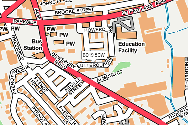 BD19 5DW map - OS OpenMap – Local (Ordnance Survey)