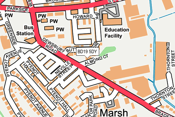 BD19 5DY map - OS OpenMap – Local (Ordnance Survey)