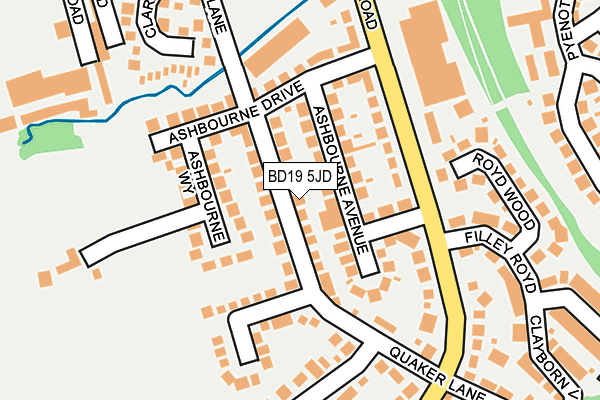 BD19 5JD map - OS OpenMap – Local (Ordnance Survey)