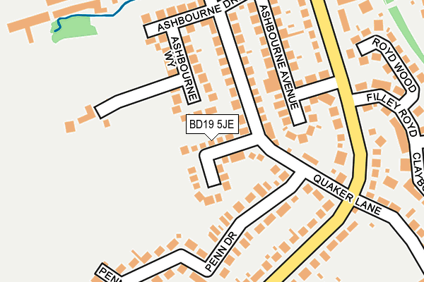 BD19 5JE map - OS OpenMap – Local (Ordnance Survey)