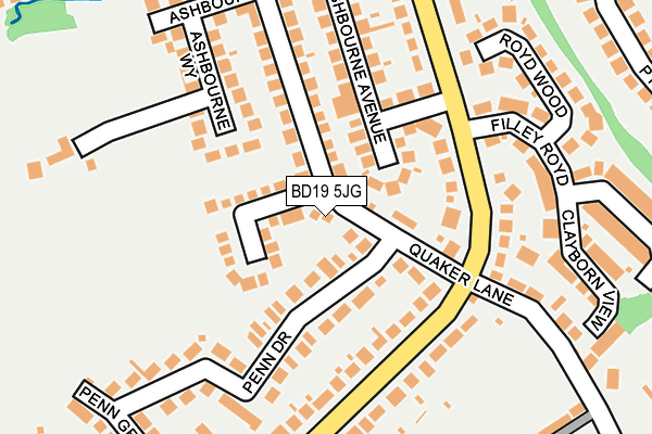 BD19 5JG map - OS OpenMap – Local (Ordnance Survey)