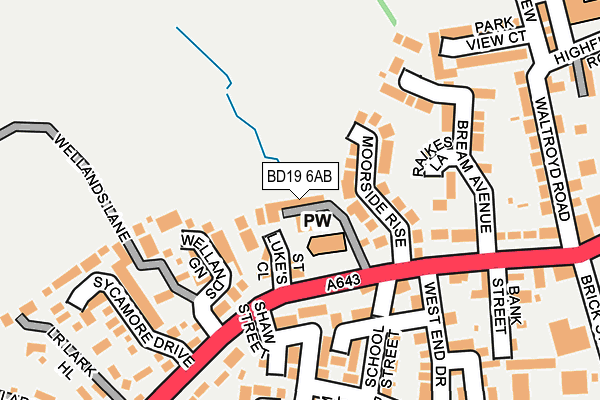 BD19 6AB map - OS OpenMap – Local (Ordnance Survey)