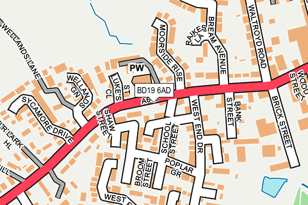 BD19 6AD map - OS OpenMap – Local (Ordnance Survey)