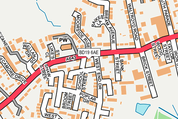 BD19 6AE map - OS OpenMap – Local (Ordnance Survey)