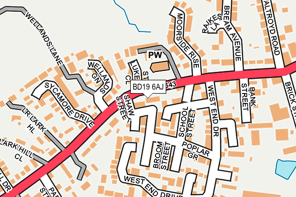 BD19 6AJ map - OS OpenMap – Local (Ordnance Survey)