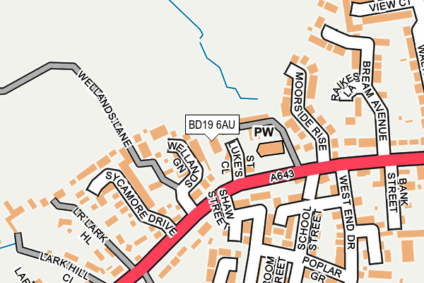 BD19 6AU map - OS OpenMap – Local (Ordnance Survey)