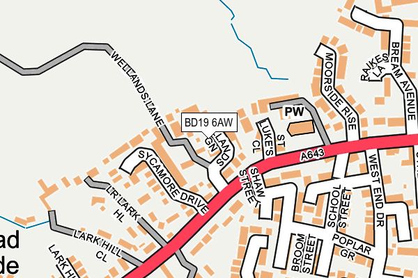 BD19 6AW map - OS OpenMap – Local (Ordnance Survey)