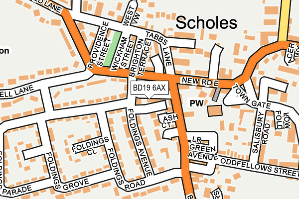 BD19 6AX map - OS OpenMap – Local (Ordnance Survey)