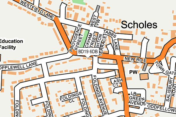 BD19 6DB map - OS OpenMap – Local (Ordnance Survey)