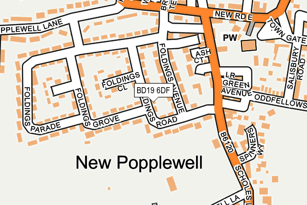 BD19 6DF map - OS OpenMap – Local (Ordnance Survey)