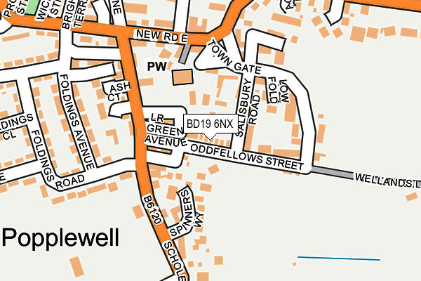 BD19 6NX map - OS OpenMap – Local (Ordnance Survey)