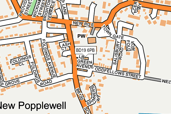 BD19 6PB map - OS OpenMap – Local (Ordnance Survey)