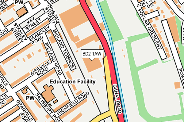 BD2 1AW map - OS OpenMap – Local (Ordnance Survey)