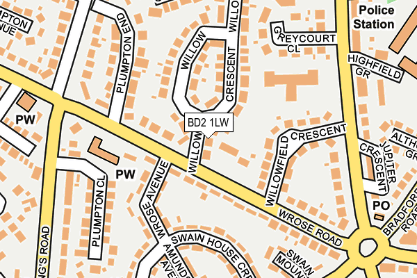 BD2 1LW map - OS OpenMap – Local (Ordnance Survey)