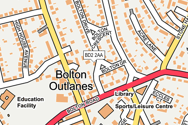 BD2 2AA map - OS OpenMap – Local (Ordnance Survey)