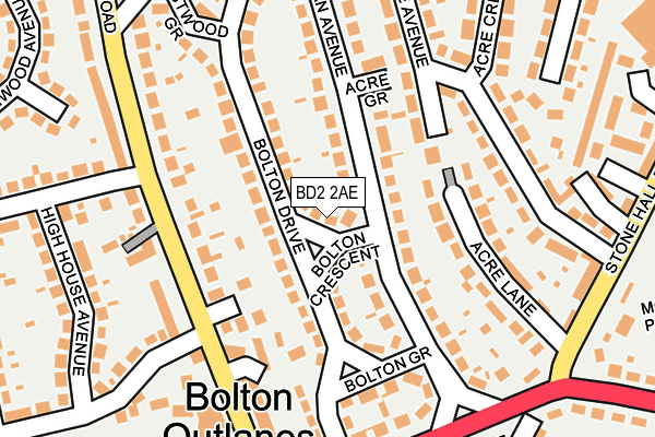 BD2 2AE map - OS OpenMap – Local (Ordnance Survey)