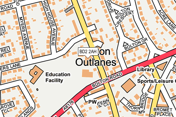 BD2 2AH map - OS OpenMap – Local (Ordnance Survey)