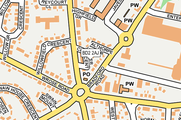 BD2 2AJ map - OS OpenMap – Local (Ordnance Survey)