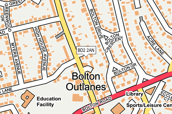 BD2 2AN map - OS OpenMap – Local (Ordnance Survey)