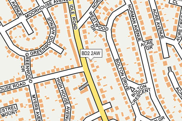 BD2 2AW map - OS OpenMap – Local (Ordnance Survey)