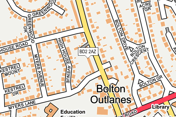 BD2 2AZ map - OS OpenMap – Local (Ordnance Survey)