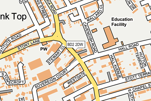 BD2 2DW map - OS OpenMap – Local (Ordnance Survey)
