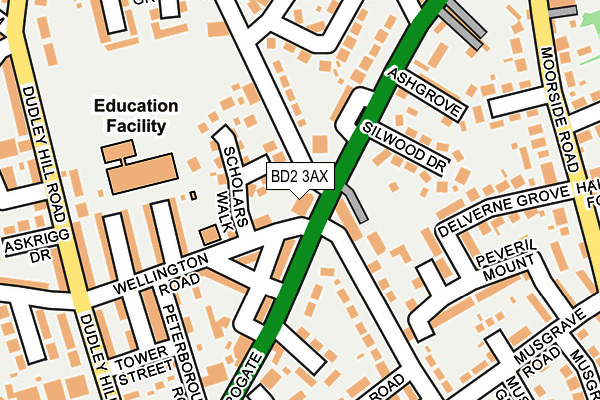 BD2 3AX map - OS OpenMap – Local (Ordnance Survey)