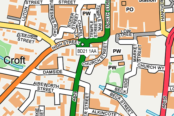 BD21 1AA map - OS OpenMap – Local (Ordnance Survey)