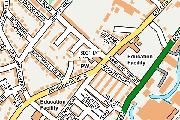 BD21 1AT map - OS OpenMap – Local (Ordnance Survey)