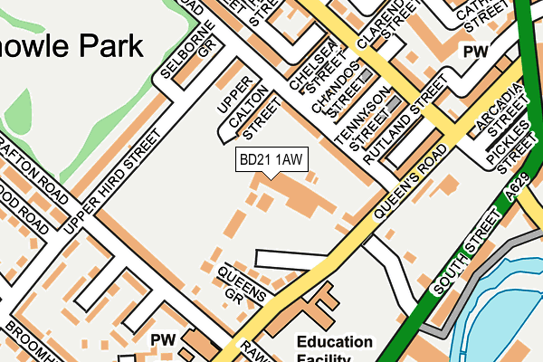 BD21 1AW map - OS OpenMap – Local (Ordnance Survey)