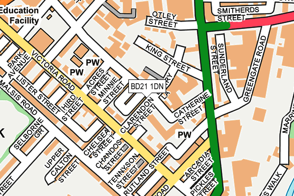 BD21 1DN map - OS OpenMap – Local (Ordnance Survey)