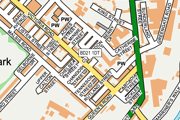 BD21 1DT map - OS OpenMap – Local (Ordnance Survey)