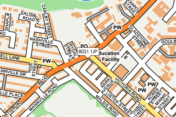 BD21 1JP map - OS OpenMap – Local (Ordnance Survey)
