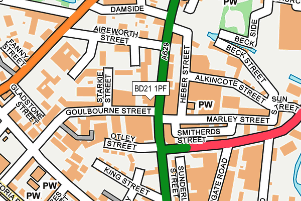 BD21 1PF map - OS OpenMap – Local (Ordnance Survey)