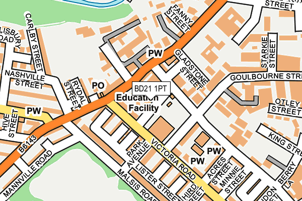 BD21 1PT map - OS OpenMap – Local (Ordnance Survey)