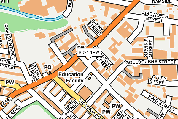 BD21 1PW map - OS OpenMap – Local (Ordnance Survey)