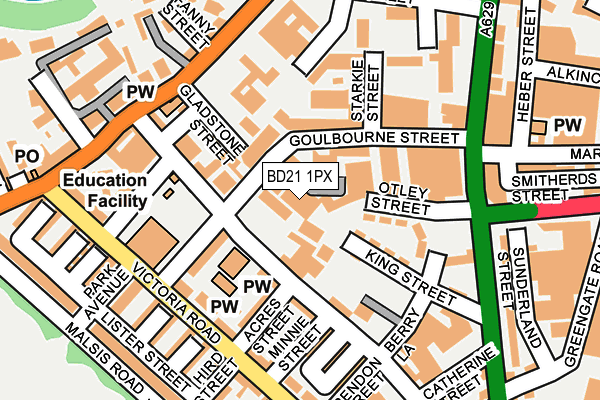 BD21 1PX map - OS OpenMap – Local (Ordnance Survey)